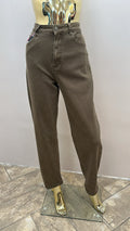 Spodnie jeans mom fit JRO THELABEL London brąz