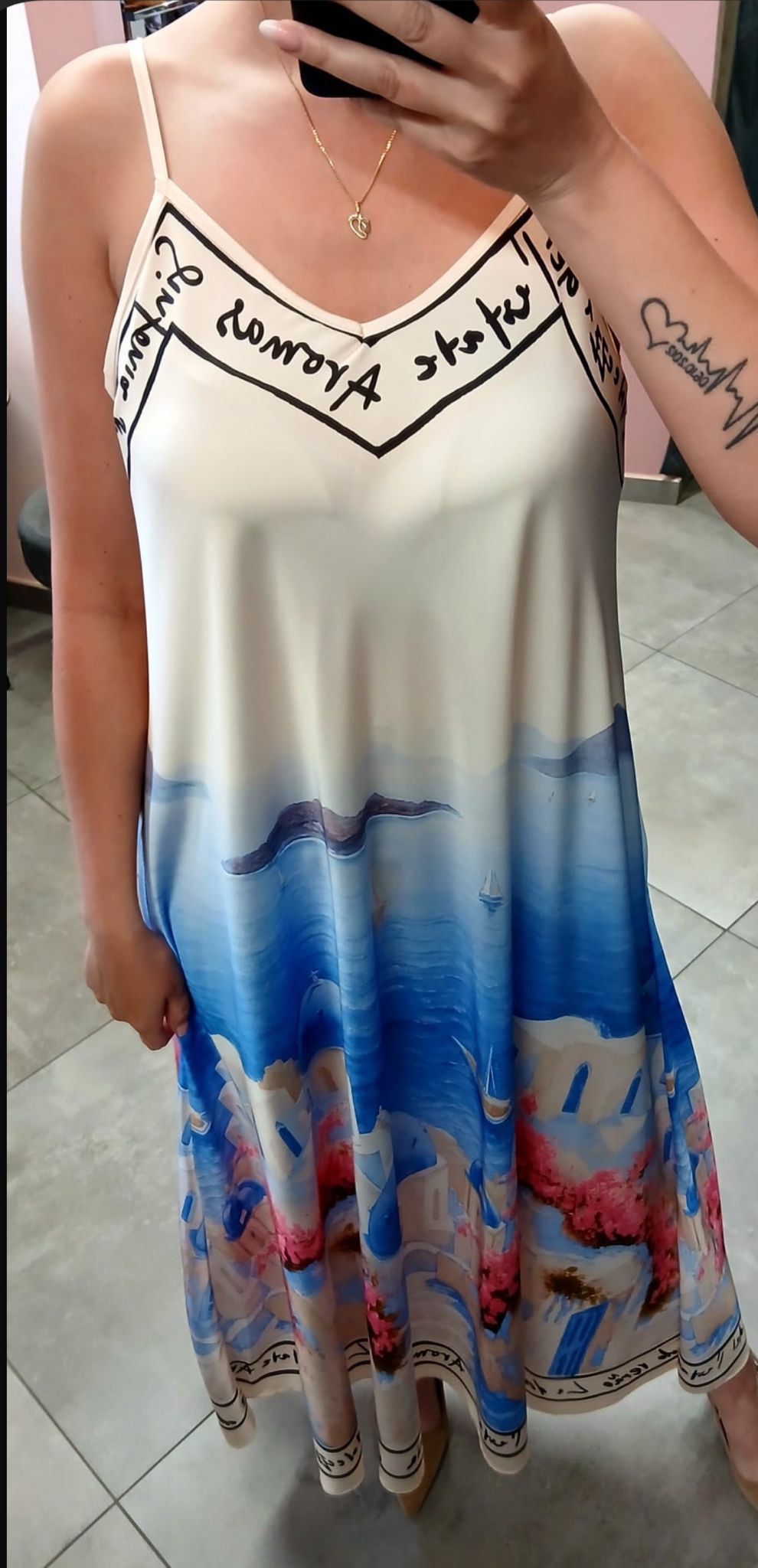 Sukienka maxi wiskoza Summer Santorini niebieska