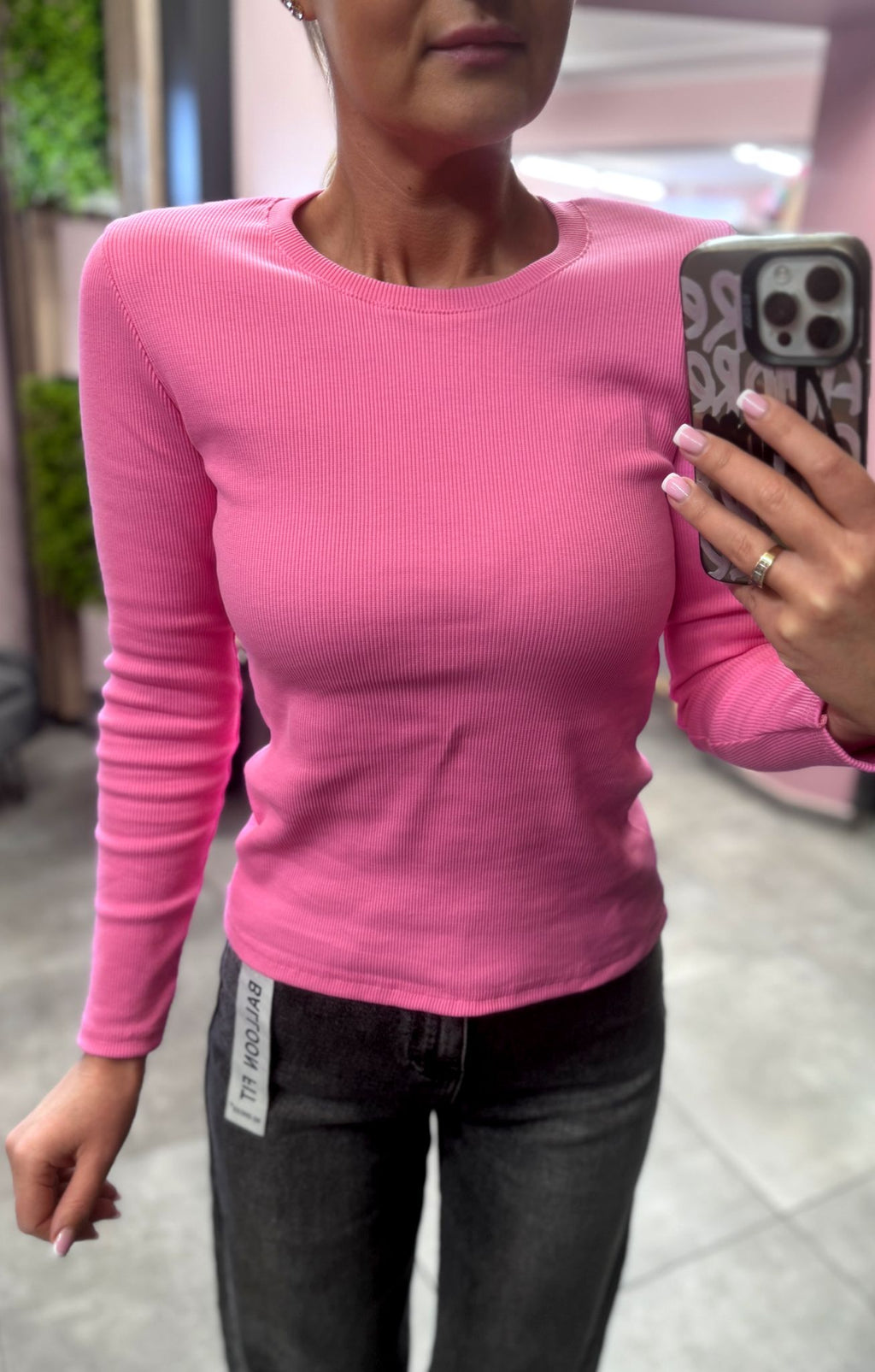 Bluzka basic damska prążek bawełna polski producent barbie róż