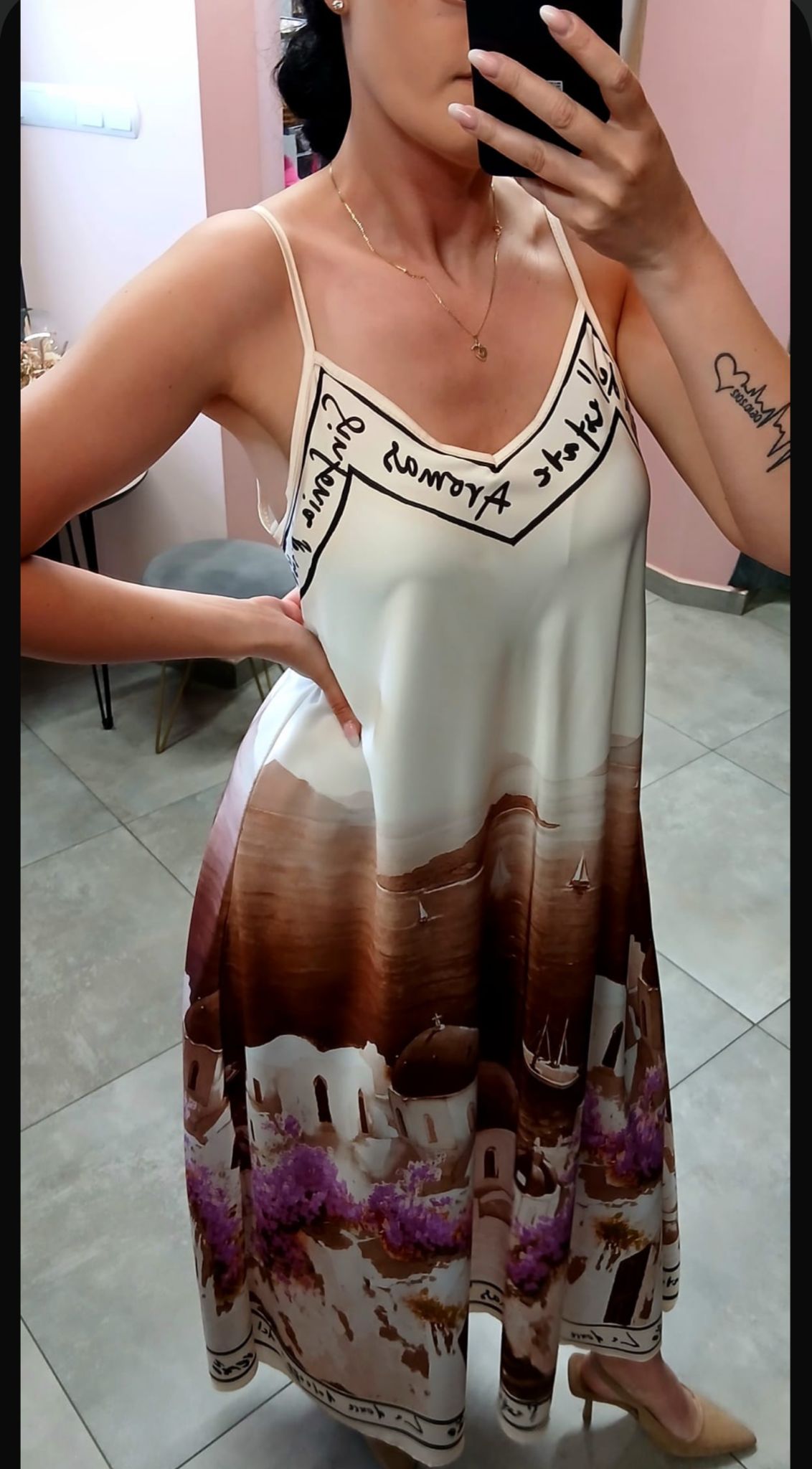 Sukienka maxi wiskoza Summer Santorini brązowa