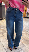 Spodnie jeans wide leg granatowe