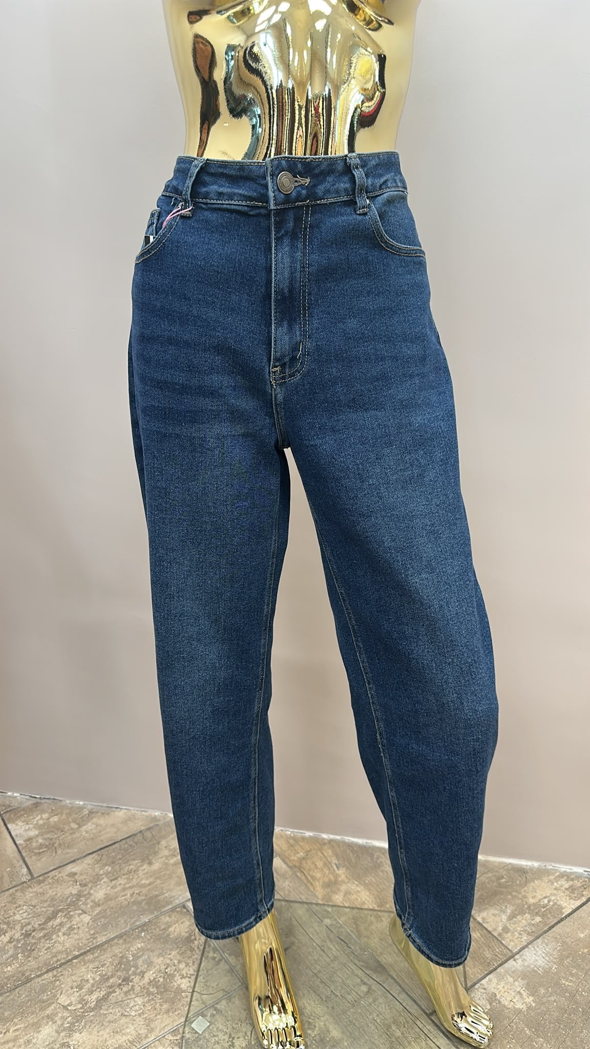 Spodnie jeans mom fit JRO THELABEL London niebieskie